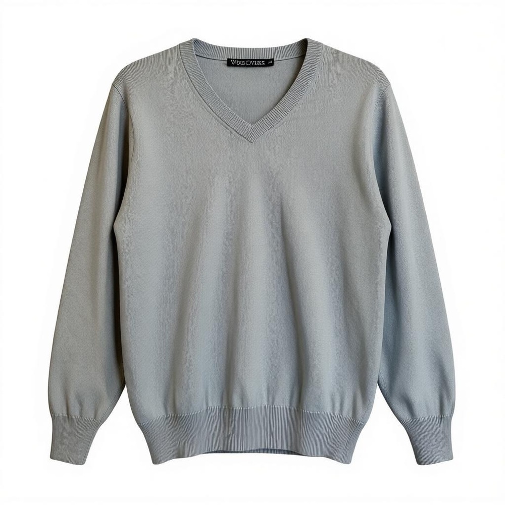 Woolovers Blue V Neck Cotton Cashmere Blend Sweatshirt Size XS Base Layer Preppy